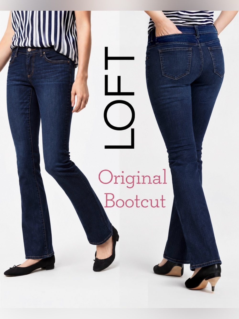 LOFT Original Bootcut Jeans in a Dark Wash